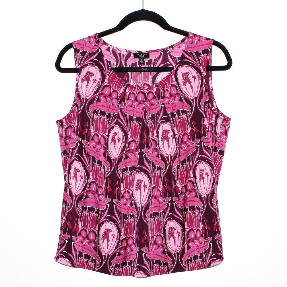 Talbots Stretch Silk Pleat Detail Sleeveless Blouse